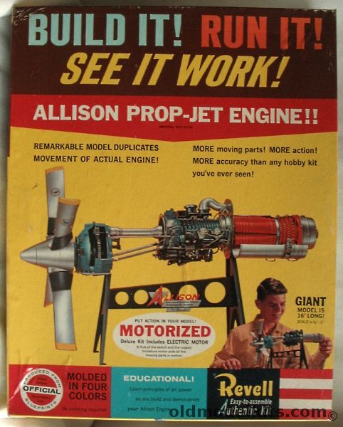 Revell 1/11 Motorized Allison Prop-Jet (Turbo Prop) Engine Model 501-D13, H1552-598 plastic model kit